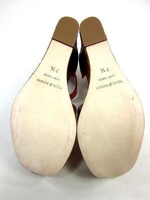 Pre-owned Pour La Victoire , Bonita Wedge Sandal, Womens, Red, Us Size 7.5 M, Eur 37.5,