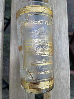 Vintage Seattle Washington 22K Gold Glass by Culver