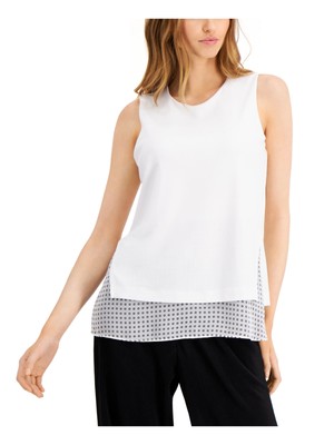 

ALFANI Женская белая прозрачная майка без рукавов с V-образным вырезом, Белый