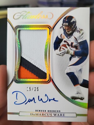 2022 Panini Flawless DeMarcus Ware Platinum Player Worn 3 Color Patch Auto /25