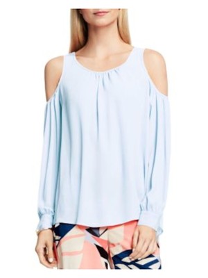 Женский светло-голубой топ VINCE CAMUTO в крестьянском стиле с застежкой на пуговицы сзади и манжетами на рукавах M