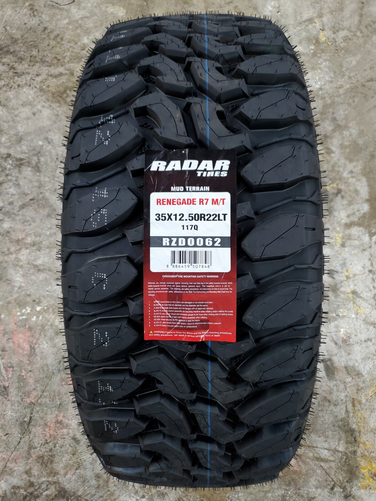 35X12.50R22LT Radar RENEGADE R7 M/T 117Q LOAD E 10PLY BLK (SET OF 