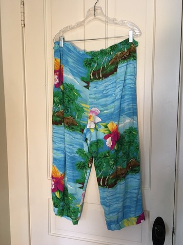 JAMS WORLD “Orchid Island” Hawaiian Pant Set Blouse Top Capris 2 Piece Outfit XL