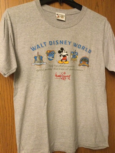 【美品】WALT DISNEY World リンガーTシャツ Lサイズ グレー Walt Disney World - (Famous Quote From Walt) - Gray Shirt
