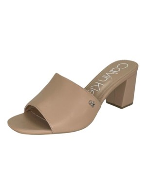 

CALVIN KLEIN Женские бежевые босоножки без шнуровки Carisma Square Toe Block Heel, Бежевый, E09187