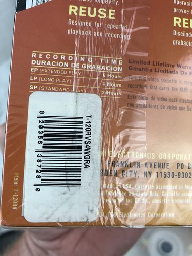 TDK T-120 RV Superior Quality 6hrs BLANK  VHS tapes Lot Of 4 NEW & Sealed