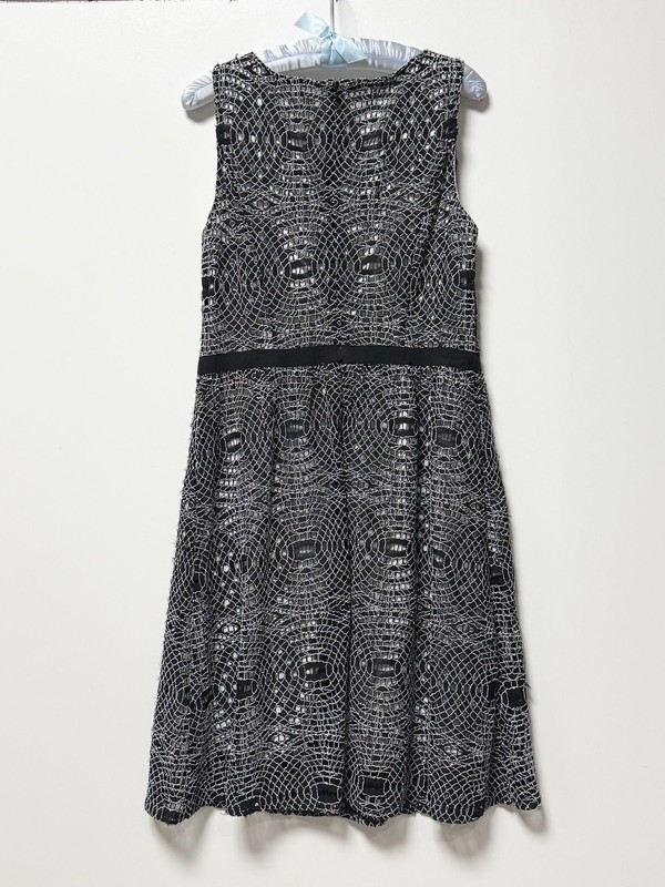 Chico's Dress Size 1 Size 1 Black White Lace Sheath Cocktail Sleeveless