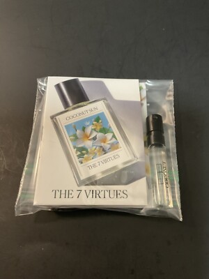 THE 7 VIRTUES  COCONUT SUN  WOMENS FRAGRANCE SAMPLE NEW Vial with original  card