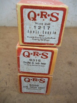 Lot C 3 Old QRS Player Piano Rolls Annie Laurie Tenth Ave Slaughter King Porter