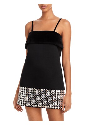 

Женское вечернее мини-платье DAVID KOMA с черной подкладкой на тонких бретелях, Черный