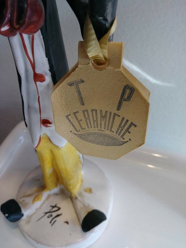 Vintage T P Ceramiche Poli Cesare Clown With Violin Figurine , Made in Italy