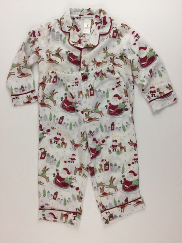 Pottery Barn Kids North Pole 2 Pc Flannel Pajamas Size 4 Christmas Holiday Santa