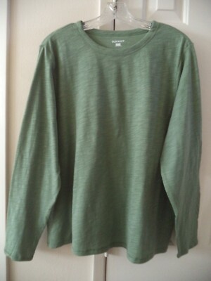 OldNavy Willow Medium Green Sage Olive Slub Long Sleeve Tshirt  XL XXL 2X 3X 4X