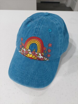 Think Happy Thoughts Baseball Hat Cap Primitives by Kathy Adjustable Denim 