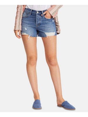 

Женские синие шорты с прямыми штанинами FREE PEOPLE. Размер талии: 24., Синий, OB889930