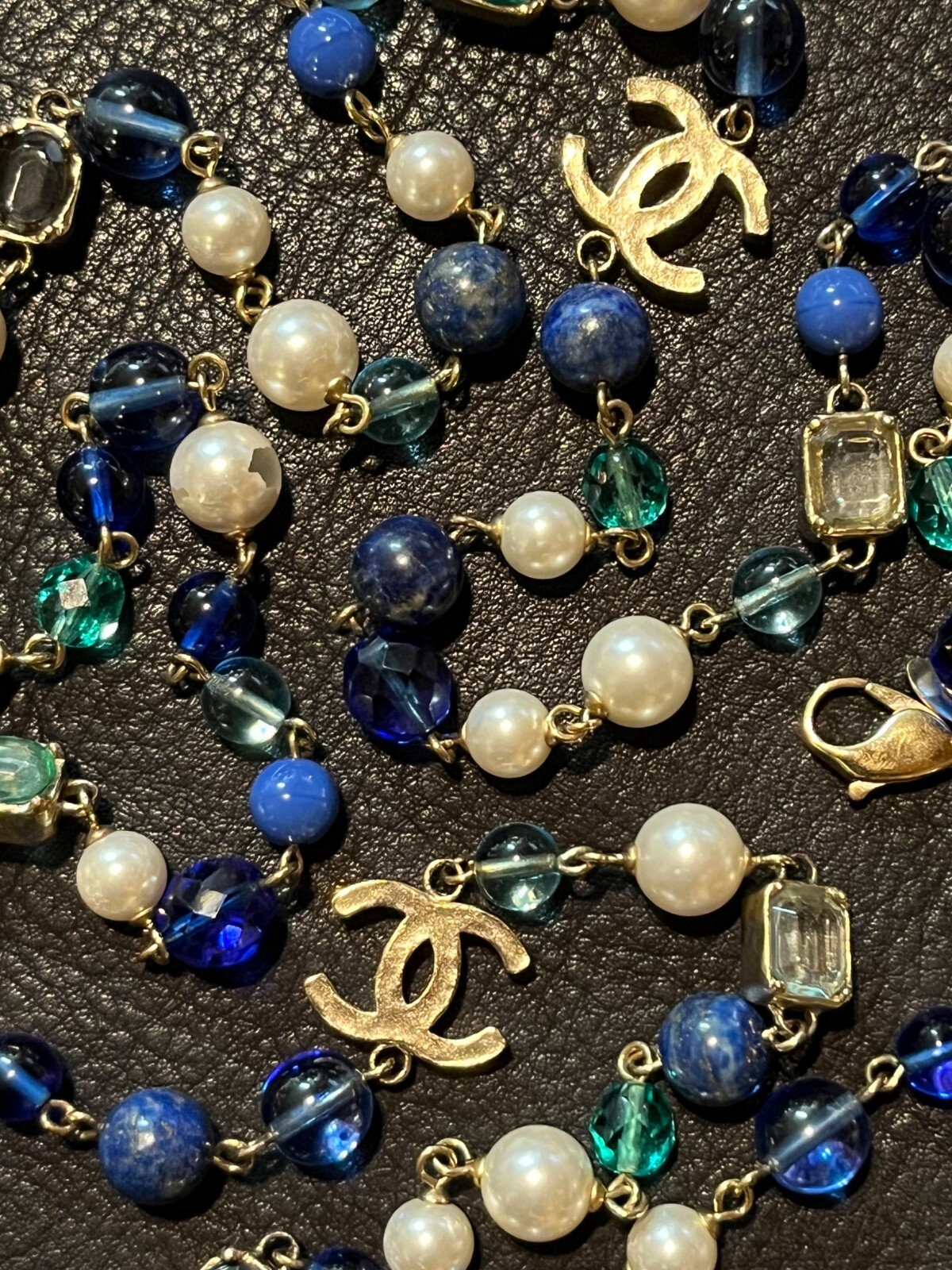 CHANEL Necklace AUTH Coco chain Pendant Logo Choker Blue