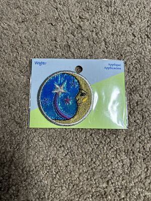 NEW Wrights Applique Metallic Moon & Stars Iron-On Patch