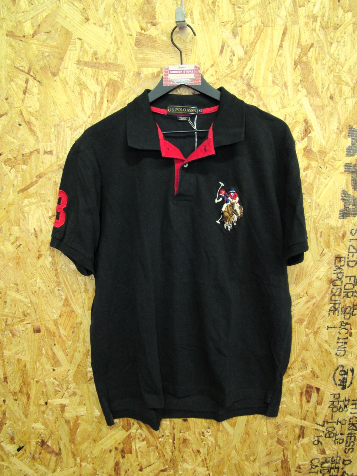 US Polo Assn Big Pony Logo Black Red Polo Shirt XL #6204 | eBay