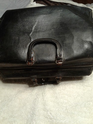 Antique Leather Doctor Physician Bag Case Satchel Medical Suitcase Tote Zipper