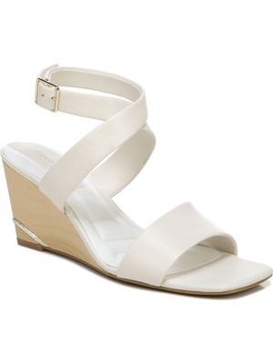 Женские босоножки FRANCO SARTO на шпильке цвета слоновой кости с квадратным носком и танкеткой на кожаном каблуке 6 М