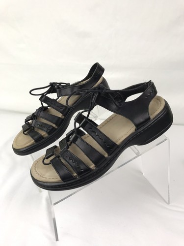 Dansko Black Leather Gladiator Sandals Women's sz40 Lace Up Comfort