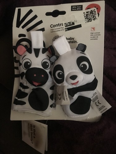Zebra And Panda Black And White Baby Mitten Rattles NEW IN PACKAGE!