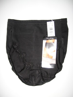 SH03 Rene Rofe NEW 17992 Shapewear Everyday Light Control Laced Brief Black Nude