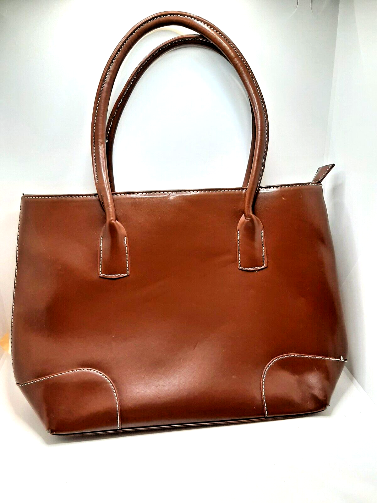 Sac À Main Vintage Pour Femmes Marron Shopper En PVC Polyester Authentique Rétro