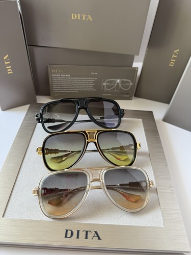 Pre-owned Dita Grand Decade Dts460-a-01 Yellow Gold Yellow Grey Lens Sunglasses Authentic In Grey To Yellow Gradient