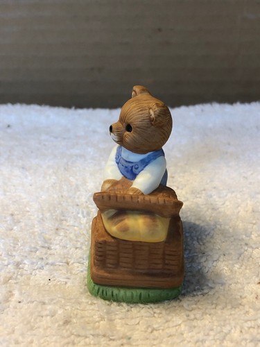 Homco Small Bear With Picnic Basket Figurine