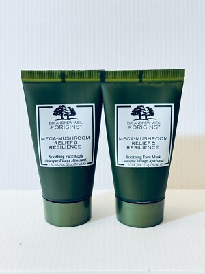 2 x Dr. Andrew Weil Origins Mega-mushroom Soothing Face Mask 1 Oz New Unbox