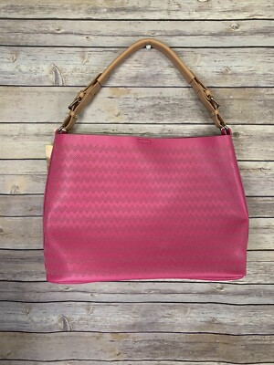 Francescas NWT Shoulder Bag Pink Chevron Pierced Detail Snap Top Gold Tone Hdwre