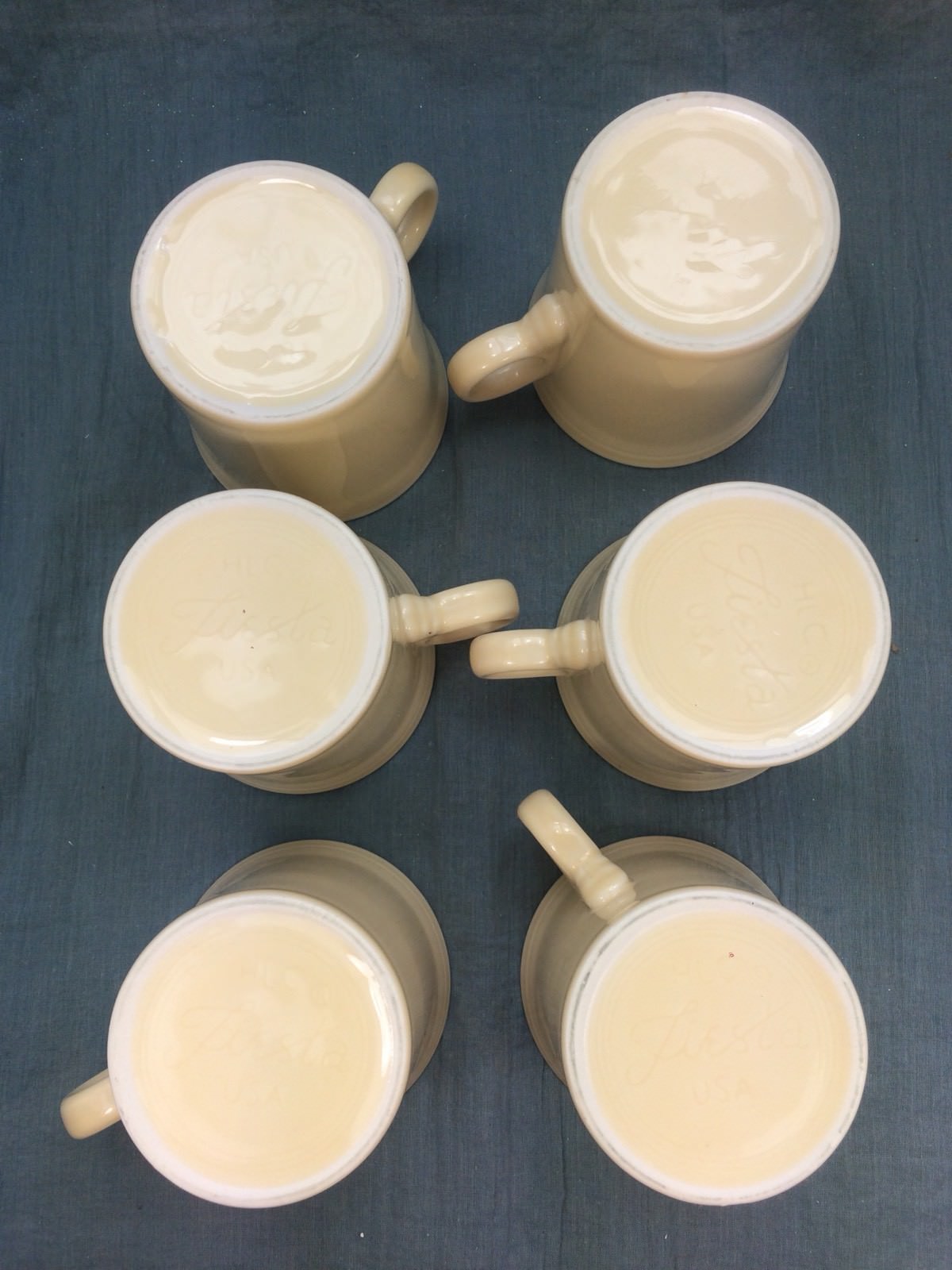 6 Fiesta Ware Homer Laughlin Yellow Heavy Coffee Cups Mugs Restaurant Ware