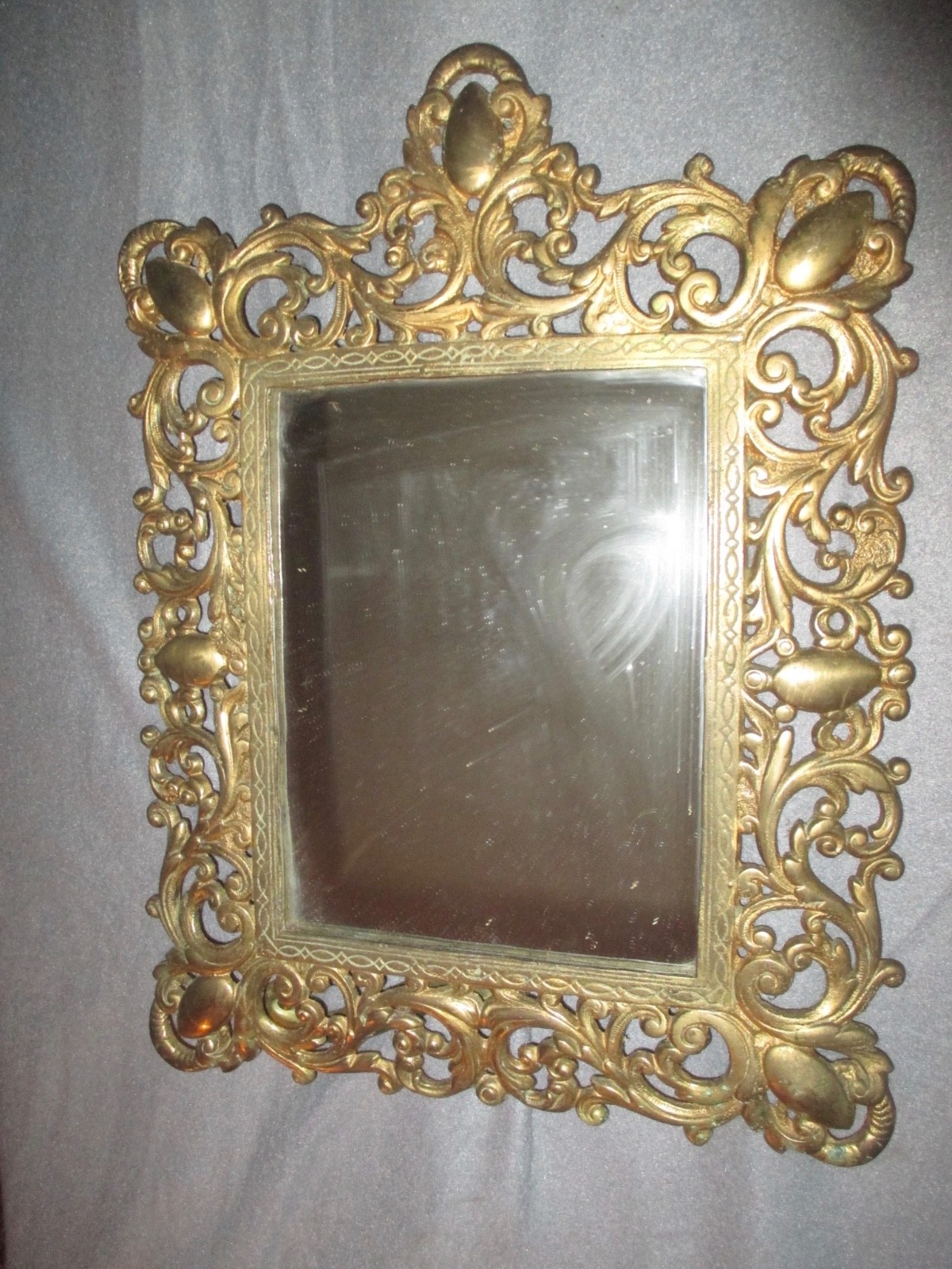 Vintage Brass Framed Table Mirror.