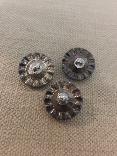 3 Vintage Large Jet Black & Clear Rhinestone Abstract Round Buttons 3/4” Inch