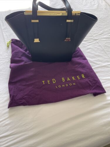 Ted Baker Leather Black Satchel Bag Purse Pre-owned  Very Good Condition.
