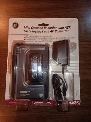 GE Mini Cassette Recorder 3-53685 Fast Playback Variable Speed AC Converter New