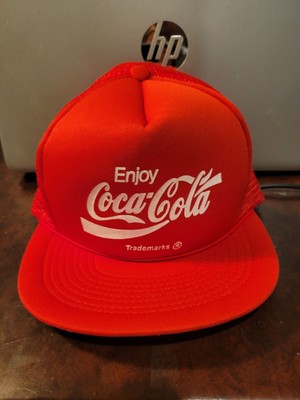 Enjoy Coca Cola Script Logo Men's Snapback Mesh Trucker Hat Cap 