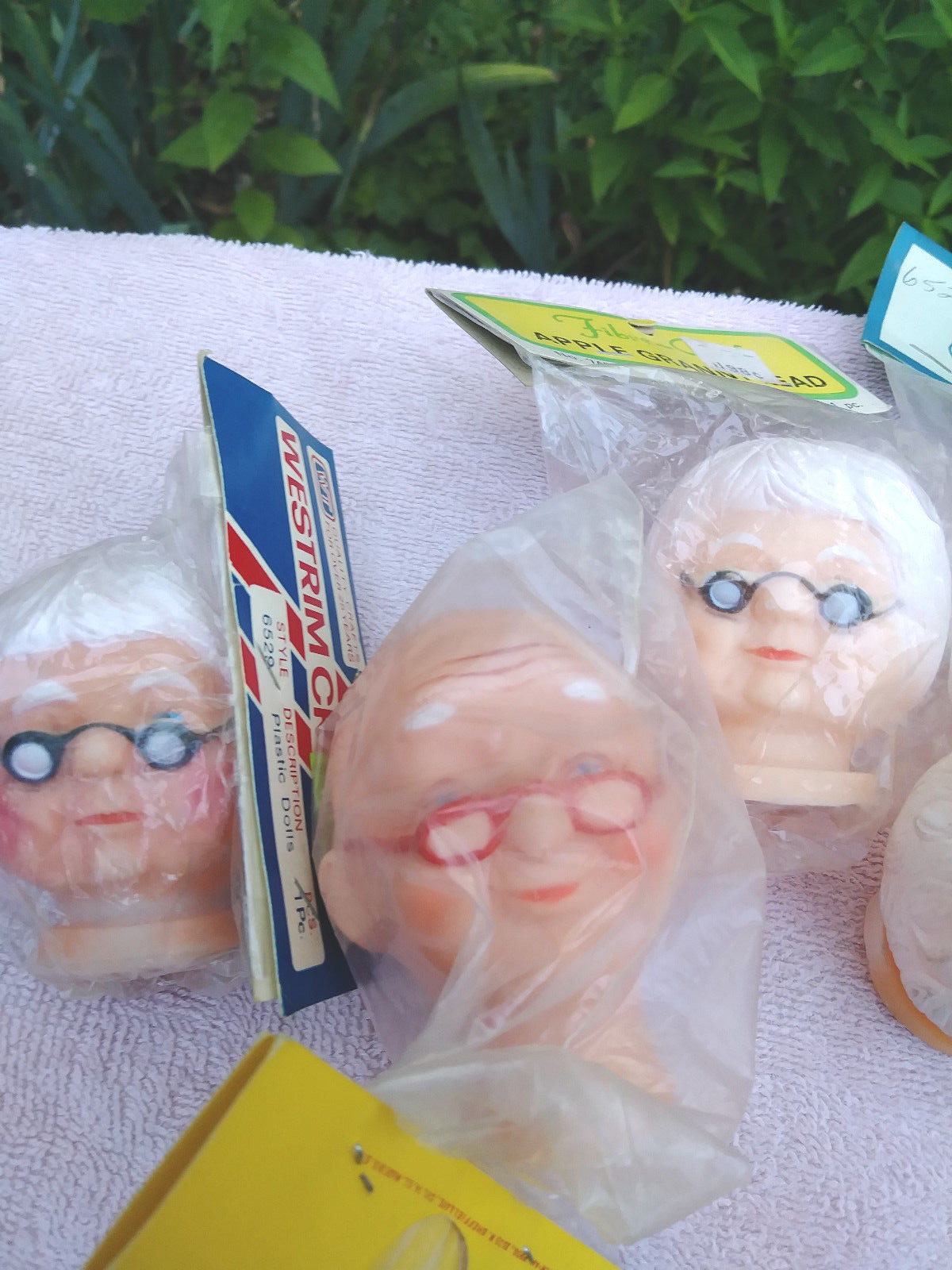 Crafts Assorted 6- Plastic Granny Heads 2 3/4