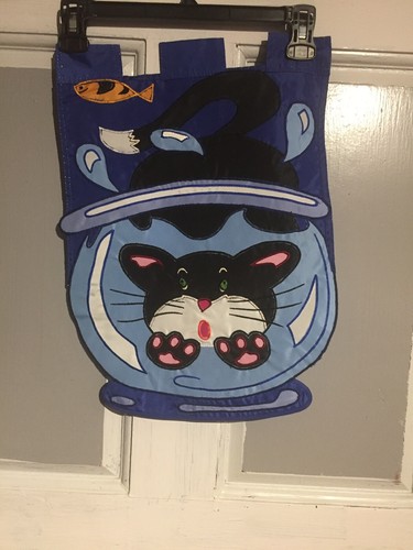 Mini Garden Flag Tab Top Kitty In The Fishbowl  12 x18 Inch FREE FAST SHIPPING