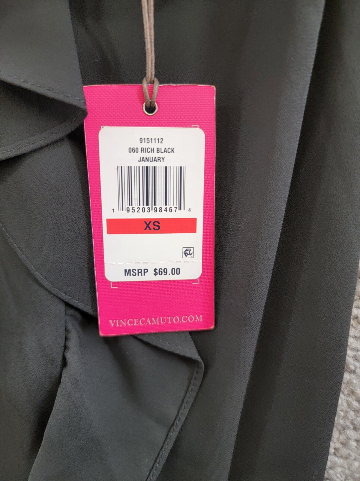 Vince Camuto Ruffle Blouse Women's XS Rich Black V-Neck Sleeveless Pullover - Picture 15 of 15