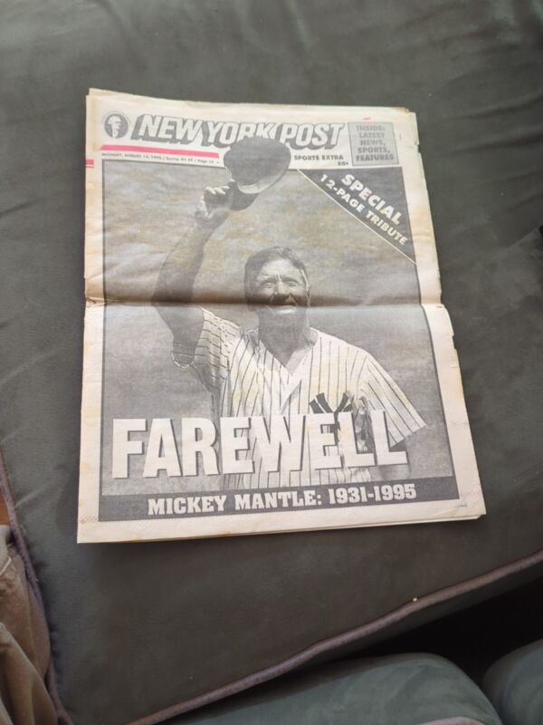 Mickey Mantle Death  Ny Post August 14, 1995 12 Page Tribute