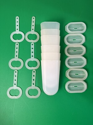 Set Of 6 TUPPERWARE Ice Tups Popsicle Molds Containers Lids Sticks No Tray