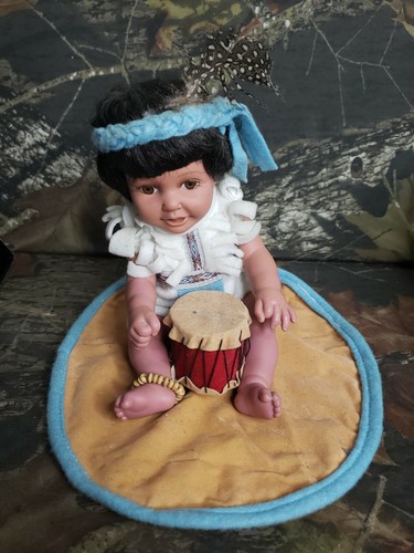 Vtg Duck House Heirloom Native American Indian Porcelain Doll