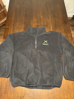 Vintage Microsoft Xbox 1/4 Zip Fleece Black Size XL Made In USA READ