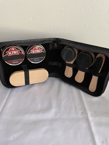 Leather Care Travel Kit Black Shoe Polish Shine Brush. Polish Is Dried Up.