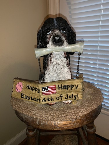 11” Tall Resin 6 Changeable Holiday Welcome Dog Cocker Spaniel Beagle Shih Tzu