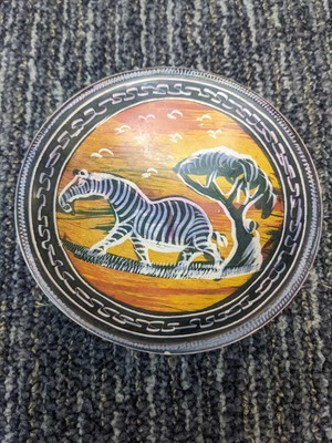 Carved Etched African Safari Zebra Trinket Dish Animal Soap Stone Bowl 