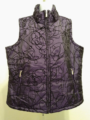 トップス Ameri FLARE SHIRT WITH VEST Jan A Ashley Women's Purple Black Embroidered Full Zip