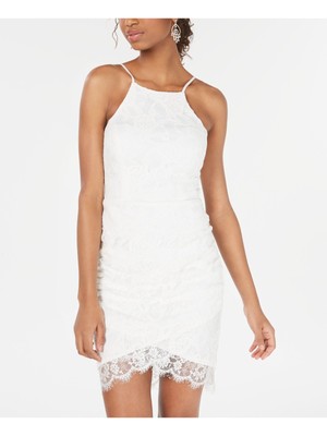 БЕЗМОЛВНОЕ женское короткое коктейльное облегающее платье на бретельках цвета слоновой кости цвета слоновой кости для юниорок S